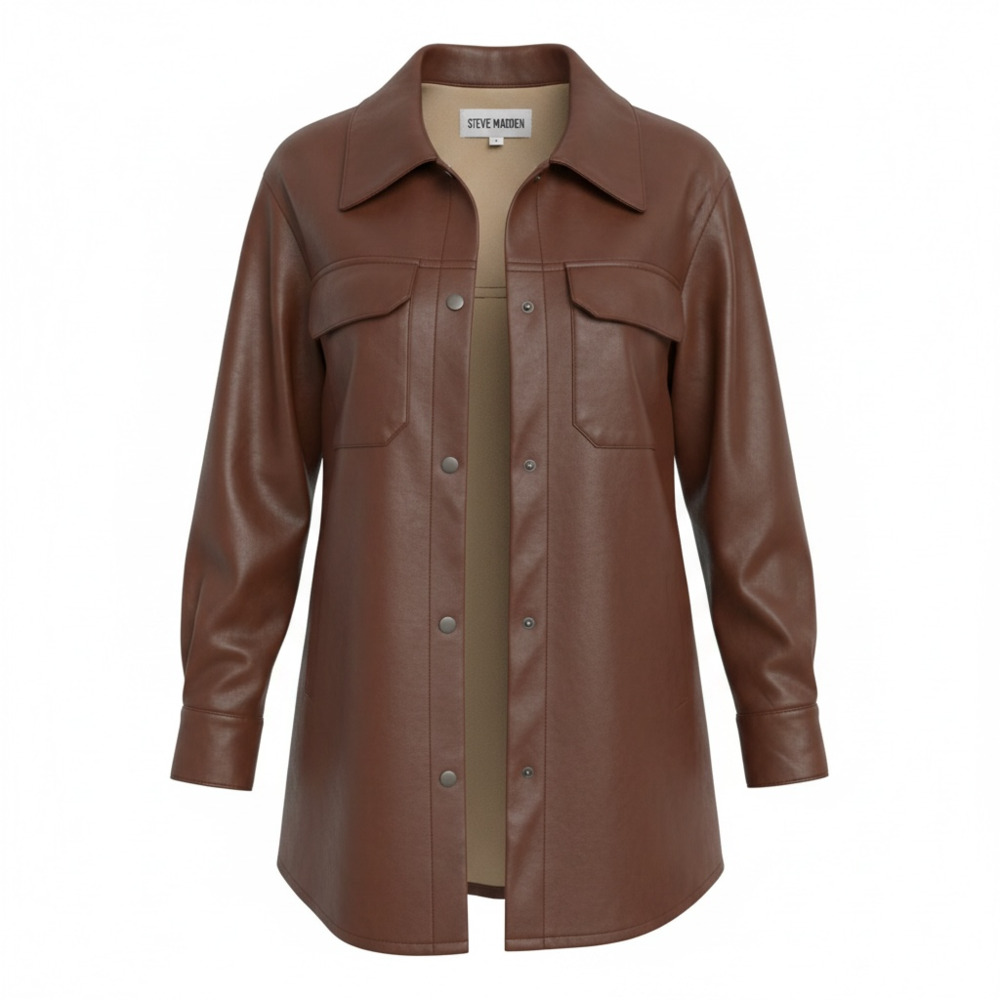 Steve Madden Faux Leather  Shirt Jacket